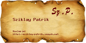 Sziklay Patrik névjegykártya