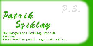 patrik sziklay business card